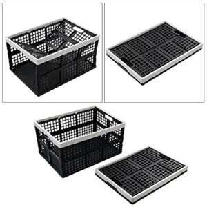 Minekkyes 3-Pack Plastic Collapsible Storage Bin/Container, 42 L Large Folding Basket Crates, Black