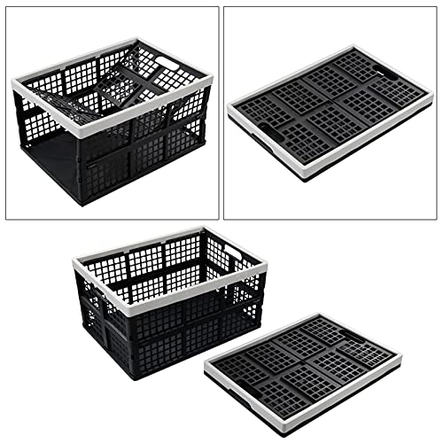 Minekkyes 3-Pack Plastic Collapsible Storage Bin/Container, 42 L Large Folding Basket Crates, Black