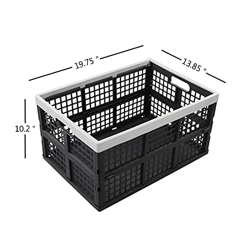 Minekkyes 3-Pack Plastic Collapsible Storage Bin/Container, 42 L Large Folding Basket Crates, Black