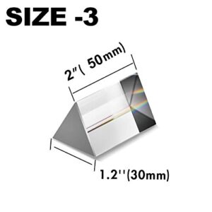 Young4us 3 Pack Crystal Optical Glass in 3 Sizes, Triangular Prism for Photography, Kids, Science, Teaching Light Spectrum, Physics and Taking Photos (Set of 3, 6 in 4 in 2 in, 150 mm 100 mm 50 mm)