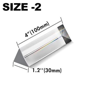 Young4us 3 Pack Crystal Optical Glass in 3 Sizes, Triangular Prism for Photography, Kids, Science, Teaching Light Spectrum, Physics and Taking Photos (Set of 3, 6 in 4 in 2 in, 150 mm 100 mm 50 mm)