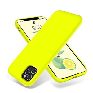 otofly iphone 11 pro case,ultra slim fit iphone case liquid silicone gel cover with full body protection anti-scratch shockproof case compatible with iphone 11 pro (fluorescent yellow)
