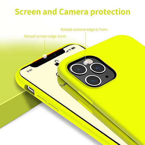 OTOFLY iPhone 11 Pro Case,Ultra Slim Fit iPhone Case Liquid Silicone Gel Cover with Full Body Protection Anti-Scratch Shockproof Case Compatible with iPhone 11 Pro (Fluorescent Yellow)