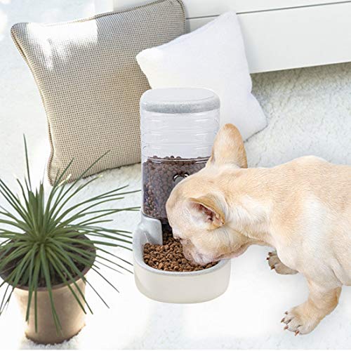 kathson Automatic Replenish Pet Food Feeding Dispenser Station,Easily Clean,Eating Bowl Storage Container Self Feeder Gravity for Dogs, Cats Small Pets Puppy Kitten Rabbit Bunny 1 Gallon