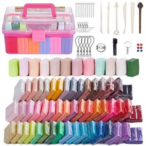 ifergoo polymer clay, modeling clay for kids diy starter kits, 62 color oven baked model clay, non-toxic, non-sticky, with sculpting tools, ideal gift for boys and girls