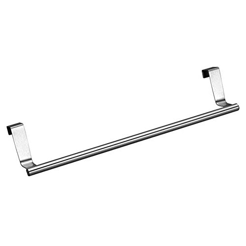 Selomore Over Door Towel Rack Bar Hanging Holder Bathroom Kitchen Cabinet Shelf Rack Silver