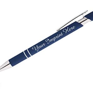 Express Pencils™ - Personalized Pens Gift Set - 2 Pack of Soft Touch Metal Pens w/gift box - Luxury Ballpoint Pen Custom Engraved with Name, Logo or Message | Perfect for Him or Her (Black - Dk Blue)