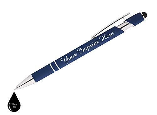 Express Pencils™ - Personalized Pens Gift Set - 2 Pack of Soft Touch Metal Pens w/gift box - Luxury Ballpoint Pen Custom Engraved with Name, Logo or Message | Perfect for Him or Her (Black - Dk Blue)