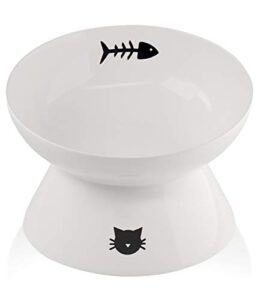 immaculife ceramic raised cat food bowl for elder big cats, elevated cat dish, tilt angle protect cat's spine, stress free, backflow prevention, gift for cat