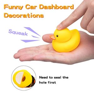 wonuu Rubber Duck Toy Car Ornaments Yellow Duck Car Dashboard Decorations with Propeller Helmet