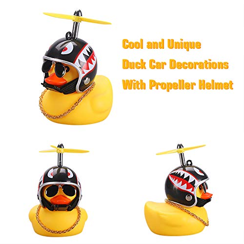 wonuu Rubber Duck Toy Car Ornaments Yellow Duck Car Dashboard Decorations with Propeller Helmet