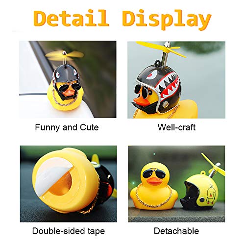 wonuu Rubber Duck Toy Car Ornaments Yellow Duck Car Dashboard Decorations with Propeller Helmet