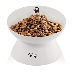 immaculife ceramic raised cat food bowl, slanted cat dish, tilt angle protect cat's spine, stress free, backflow prevention