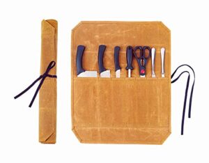 denifiter knife cases organizer-durable waxed canvas construction-7 pockets-16 oz (khaki)