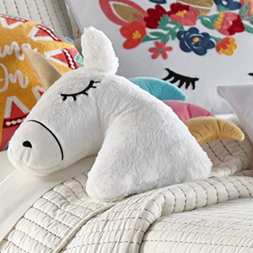 Levtex Home - Chantal - Decorative Pillow (16in. H) - Unicorn Shape - White, Yellow, Blue, Fuschia, Black and Gold