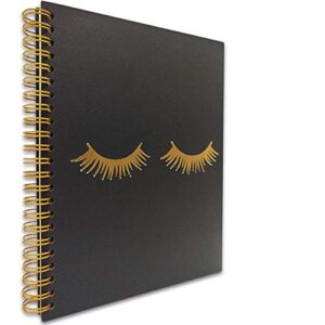 akeke eyelash lady funny hardcover spiral notebook/journal, gold foil words, gold wire-o spiral, diary book gift for women, friend, sister, colleague, student, daughter