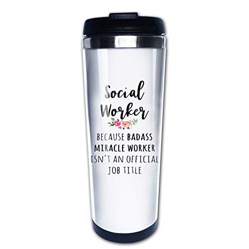 Funny Social Worker Gifts for Men Women Graduation Retirement, Travel Mug Tumbler With Lids Coffee Cup Stainless Steel Water Bottle 15 oz