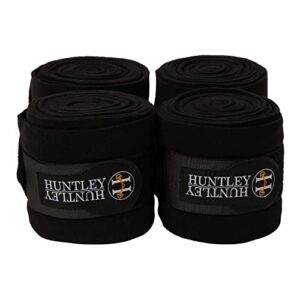 huntley equestrian polo wraps for horses: protective leg support bandage for training, exercising, turnout- 4 wraps (black)