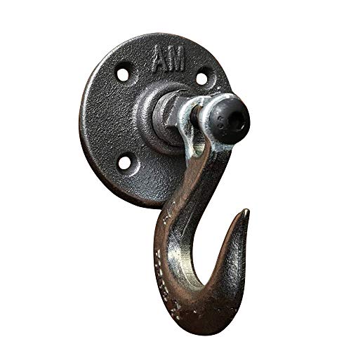 MOOD.SC Towel and Robe Hook Set by Pipe Decor, Heavy Duty DIY Style, Rustic and Chic Industrial Iron Pipe Electroplated Black Finish (1, Heavy Single Hook)