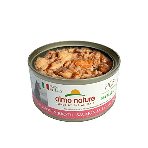 Almo Nature HQS Natural Made in Italy Salmon, Grain Free, Additive Free, Adult Cat Canned Wet Food, Flaked