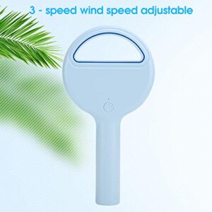 Bladeless Fan, 3-Speed USB Rechargeable Portable Mini Fan Ultra-Low Noise Adjustable Handheld Personal Fan for Kids, Girls, Women, Men, Travel, Indoor, Outdoor(Blue)