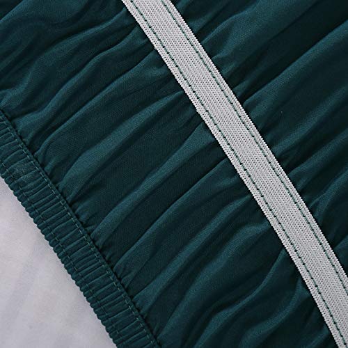 xuan dian Twin/Full Wrap Around Bed Skirts, 14 Inch Drop Ruffled Bed Skirt with Adjustable Elastic Belt, Easy Fit Wrinkle & Fade Resistant Silky Fabric, Dark Green