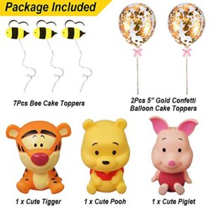 Winnie The Pooh Party Cake Topper, Pooh Bear Cake Topper for Birthday Baby Shower Party Cake Decorations