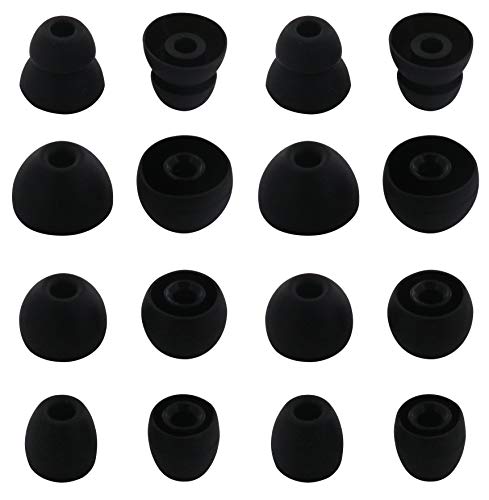 ALXCD Ear Tips Replacement for Powerbeats High-Performance Headphone, 8 Pairs S/M/L/D 4 Sizes Soft Ear Tips, Fit for Powerbeats Pro Powerbeats High-Performance, 8 Pairs (Black)