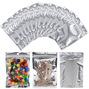 100-pack large reclosable mylar bags for food storage 7" x 10" stand up ziplock bags in bulk 1 quart large resealable smell proof aluminum foil bags with clear window for kitchen storage zip-lock edible packaging water-proof, 100ct