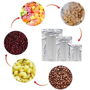 100-Pack Large Reclosable Mylar Bags for Food Storage 7" x 10" Stand Up Ziplock Bags in Bulk 1 Quart Large Resealable Smell Proof Aluminum Foil Bags with Clear Window for Kitchen Storage Zip-lock Edible Packaging Water-proof, 100ct