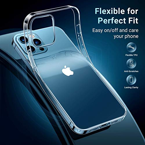 TORRAS Crystal Clear Compatible for iPhone 12 Case, Compatible for iPhone 12 Pro Case, [Against-Yellowing][Stronger X-Shock Protection] Shockproof Soft TPU Slim Thin Phone Case