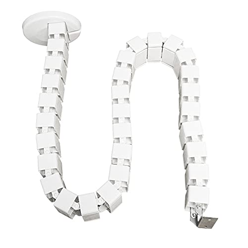 Heavy Duty Adjustable Cable Management Snake. Standing Desk Accessories. Cable Management Organizer - White