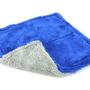 [Amphibian Mini] Dual Side Glass Cleaning Microfiber Towel - One Side Twist, One Side Plush - 8"x8" (Blue/Gray) 3 Pack