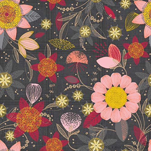 Stitch & Sparkle Holy Thomas Stein Mid Century Quilting Cotton Fabric, Patio Burst Coral Dark