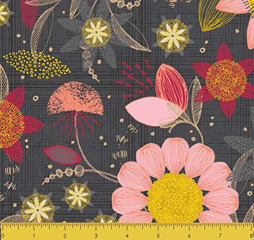 Stitch & Sparkle Holy Thomas Stein Mid Century Quilting Cotton Fabric, Patio Burst Coral Dark