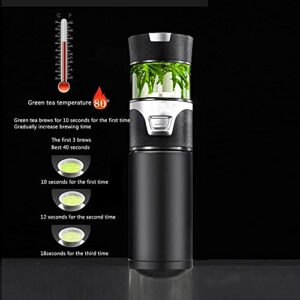 15 oz Double Wall Glass Tea Bottle, Portable Vacuum-Insulated Thermal Tea Bottle, Tea Tumbler with Infuser (black)