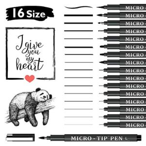 vanstek 16 pack hand lettering pens, calligraphy pens markers, black ink for beginners writing, lettering, bullet dotted journaling, art drawing, signature, illustrations and office school supplies