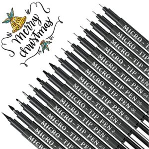 Vanstek 16 Pack Hand Lettering Pens, Calligraphy Pens Markers, Black Ink for Beginners Writing, Lettering, Bullet Dotted Journaling, Art Drawing, Signature, Illustrations and Office School Supplies