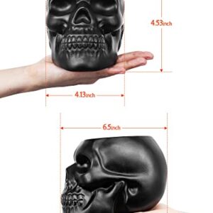 Dashamce Skull Planter Dish Large Flower Pot Container Box Halloween Skull Candy Bowl Desk Decoration