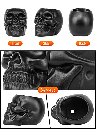 Dashamce Skull Planter Dish Large Flower Pot Container Box Halloween Skull Candy Bowl Desk Decoration