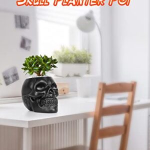 Dashamce Skull Planter Dish Large Flower Pot Container Box Halloween Skull Candy Bowl Desk Decoration