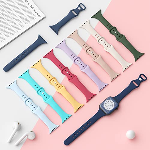 DYKEISS Sport Slim Silicone Band Compatible for Apple Watch Band 38mm 42mm 40mm 44mm 41mm 45mm 49mm, Thin Soft Narrow Replacement Strap Wristband for iWatch Ultra Series 8/7/SE/6/5/4/3/2/1 Women Men