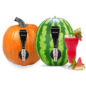 watermelon tap beverage dispenser kit - fruit keg tapping kit & coring tool - juice diy spigot, beer faucet, great spout to turn halloween pumpkins into ice tea & alcohol drink party cocktails