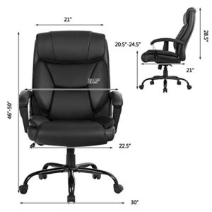 Giantex 500 lbs Big and Tall Office Chair, Massage Executive Chair w/ 6 Vibrating Points, Wide Seat Large Leather High Back Computer Task Desk Chair, Comfortable Headrest, Padded Armrest