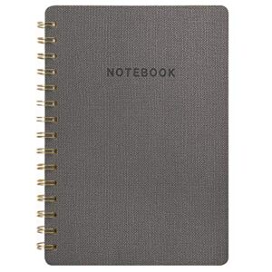 oneirom spiral notebook gray-6.10" x 8.19" college ruled journal with inner pockets and 160 pages,pu leather cover business journal, twin-wire binding notebook perfect for office & home school supplies