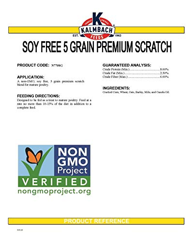 Kalmbach Feeds Soy Free Non-GMO 5 Grain Premium Scratch Grain Treat for Chickens, 50 lb