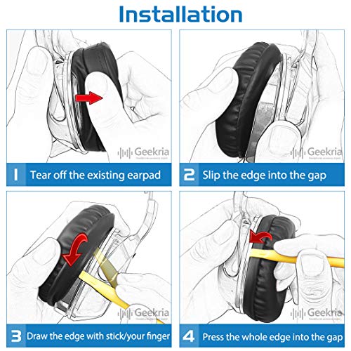 Geekria QuickFit Replacement Ear Pads for AKG Y40 Y45 Y45BT Headphones Earpads, Headset Ear Cushion Repair Parts (Black)