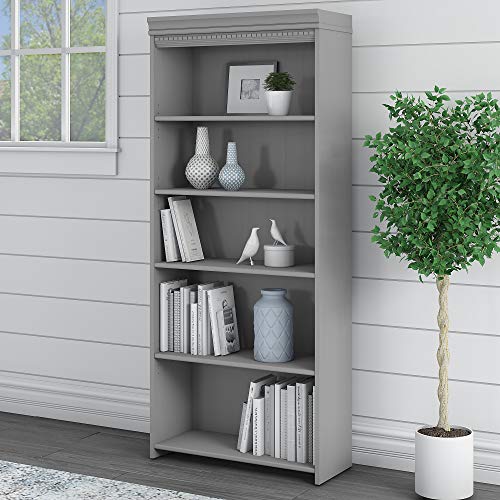 Bush Furniture Fairview 5 Shelf Bookcase, Cape Cod Gray