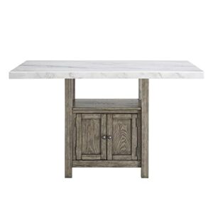 Steve Silver Grayson White Marble and Driftwood 5-Piece Counter Height Set