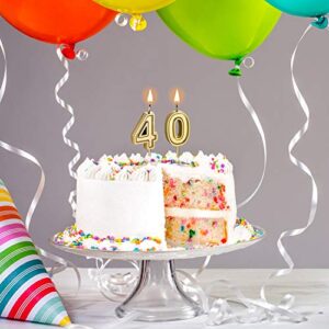 40th Birthday Candles, Number 40 Candles, Happy Birthday Cake Topper Numeral Candles Decoration for Men Women Birthday Party Wedding Decoration Anniversary Celebration Supplies Theme Party (Gold)